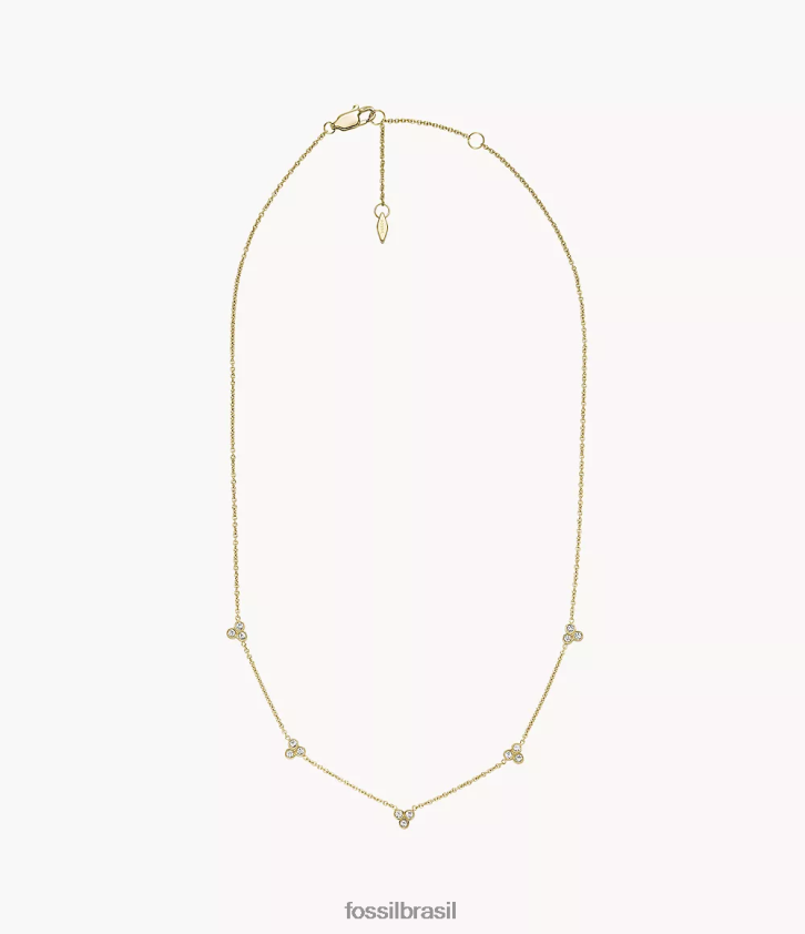 Fossil joia mulheres colar de estação de aço inoxidável Sadie Trio Glitz tom de ouro 66RZLJ920