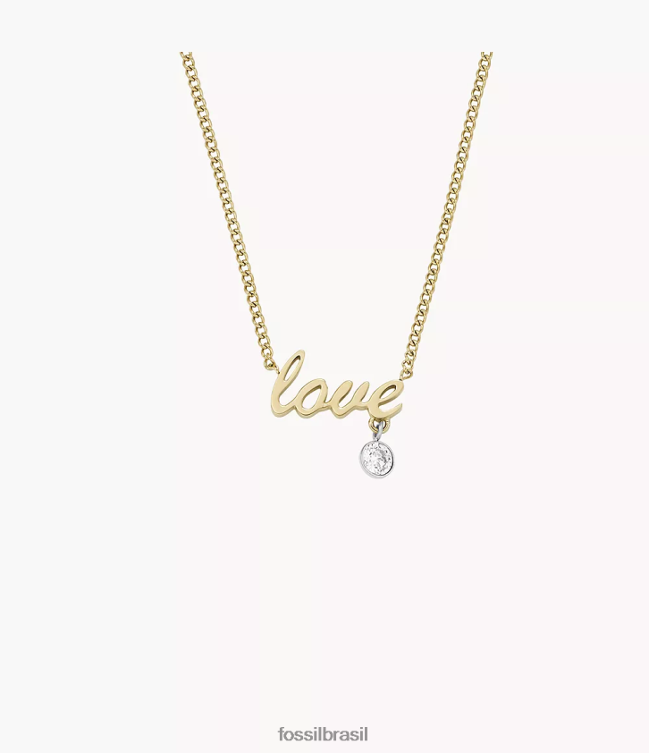 Fossil joia mulheres colar de estação de aço inoxidável com notas de amor Sadie dois tons 66RZLJ948