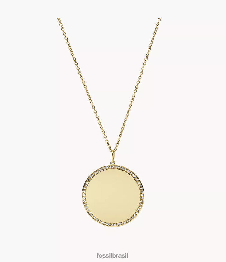 Fossil joia mulheres colar de pingente de aço inoxidável pista tom de ouro 66RZLJ918