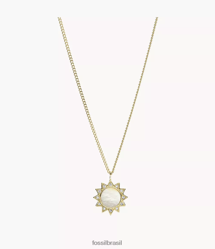 Fossil joia mulheres colar de pingente de aço inoxidável val madrepérola 66RZLJ939