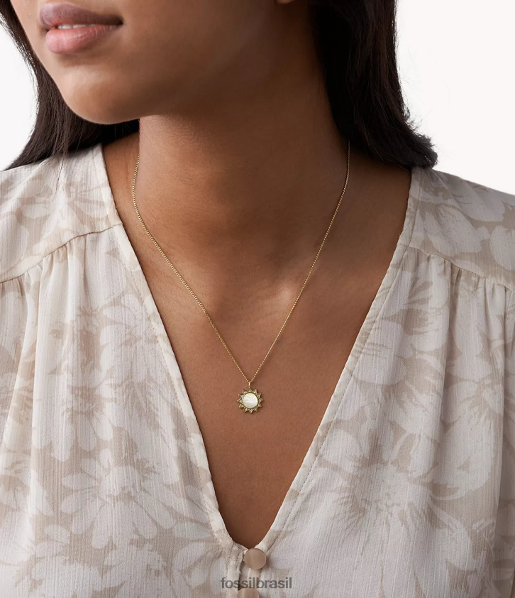 Fossil joia mulheres colar de pingente de aço inoxidável val madrepérola 66RZLJ939