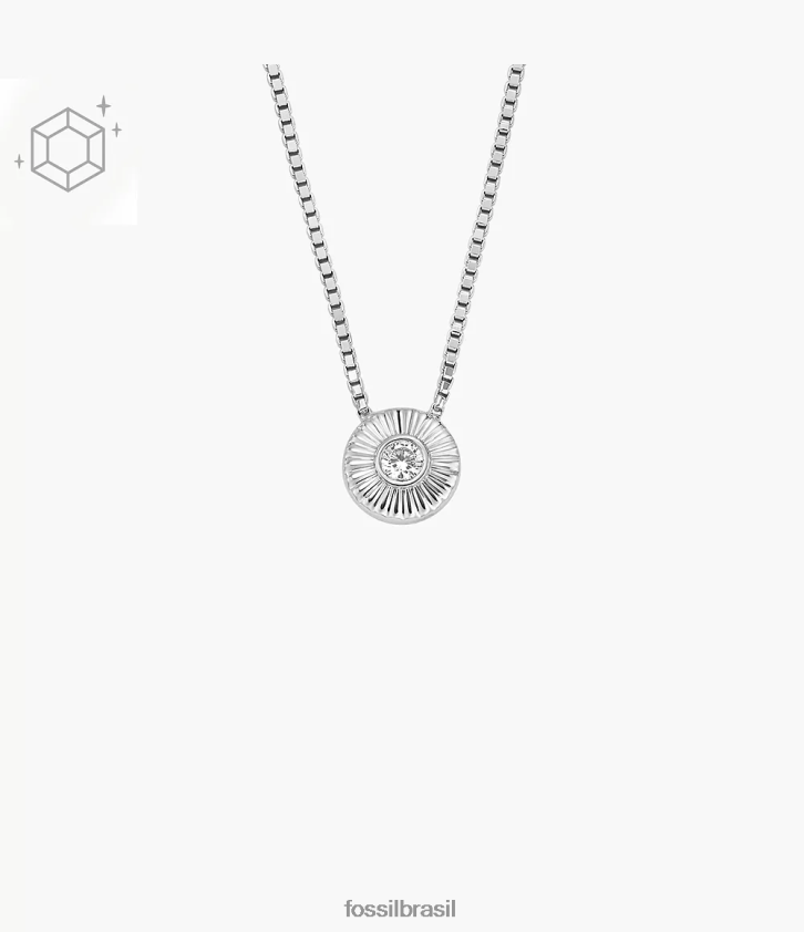 Fossil joia mulheres colar de pingente de círculo de textura esterlina prata 66RZLJ926