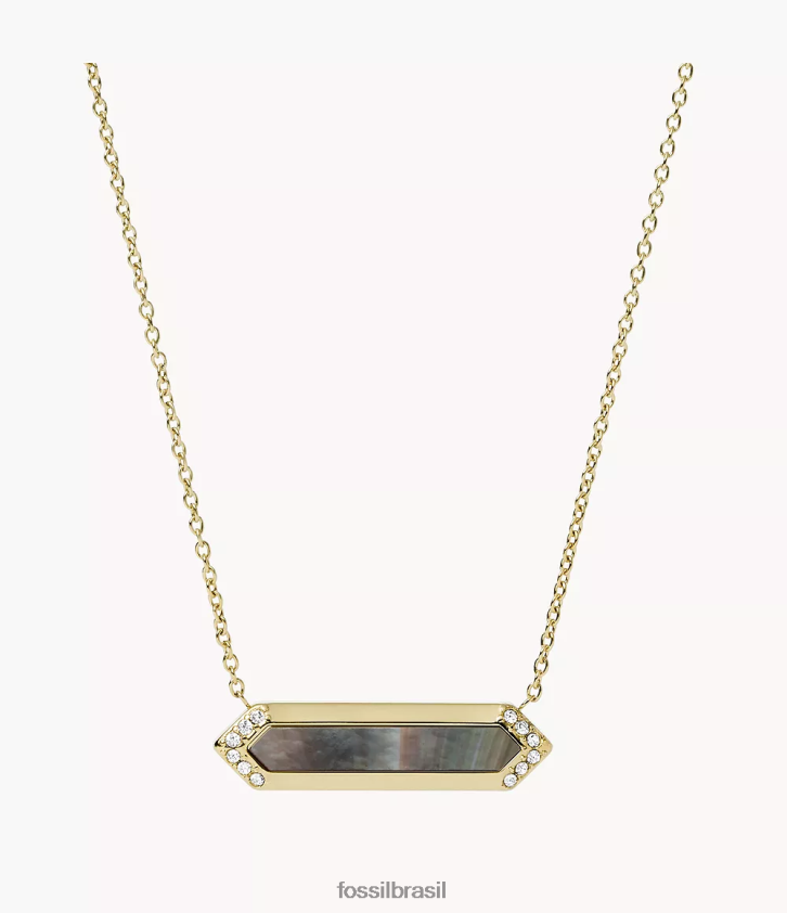 Fossil joia mulheres colar de pingente val preto e dourado preto madrepérola 66RZLJ1306