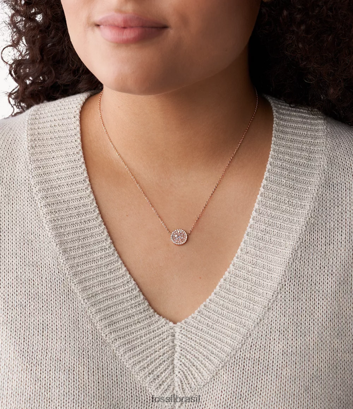 Fossil joia mulheres colar val mosaico de aço inoxidável rosa/ouro rosa 66RZLJ930