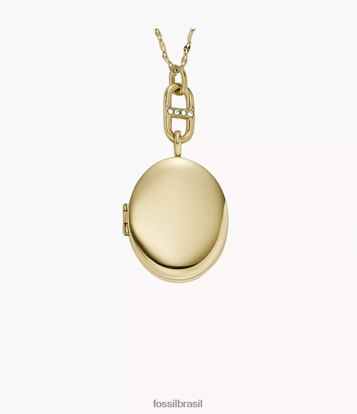 Fossil joia mulheres coleção de medalhões colar de corrente de aço inoxidável tom de ouro 66RZLJ959