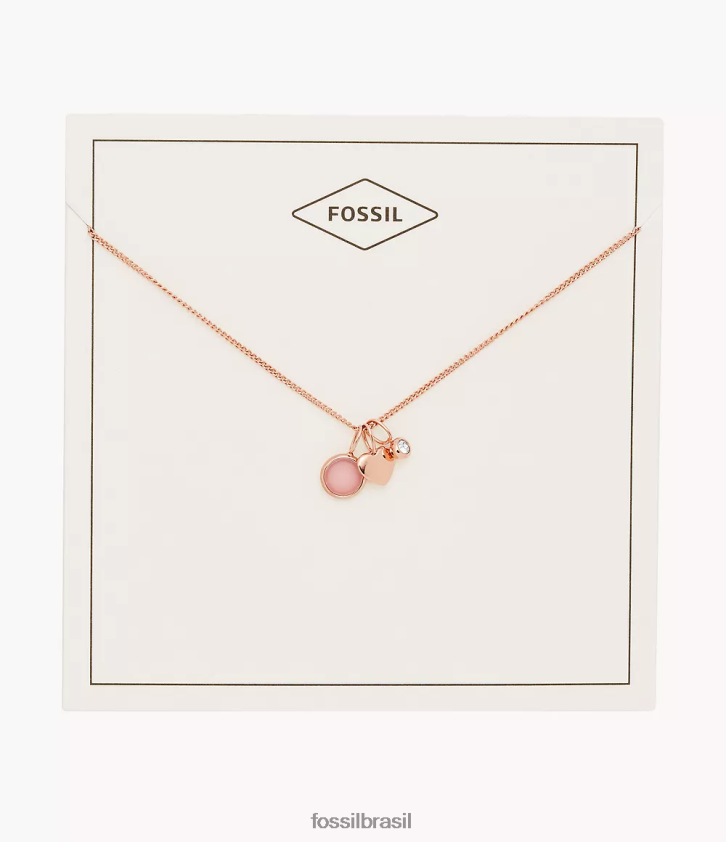 Fossil joia mulheres coração georgia e colar de quartzo e rosa 66RZLJ925