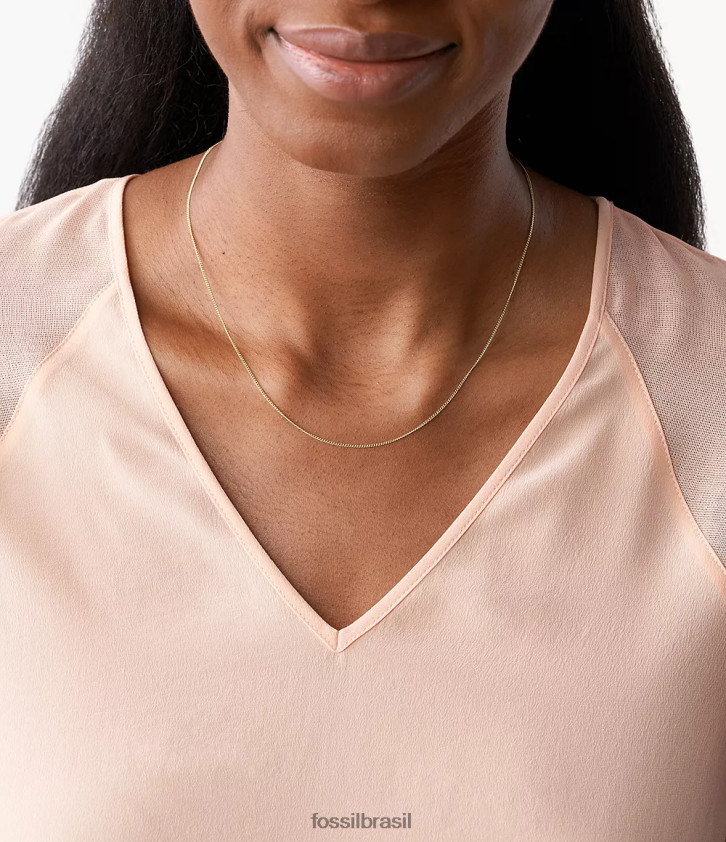 Fossil joia mulheres corra oh tão charmoso colar curto de corrente de aço inoxidável tom de ouro 66RZLJ1122