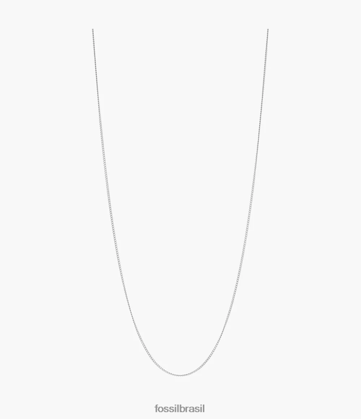 Fossil joia mulheres corra oh tão charmoso colar curto de corrente de aço inoxidável tom prata 66RZLJ1162