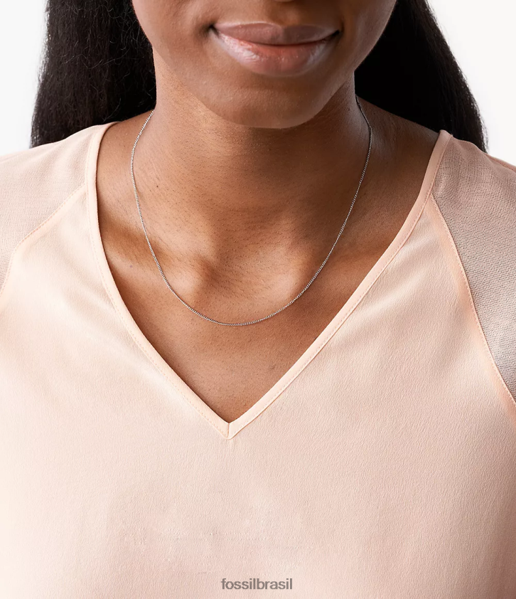 Fossil joia mulheres corra oh tão charmoso colar curto de corrente de aço inoxidável tom prata 66RZLJ1162