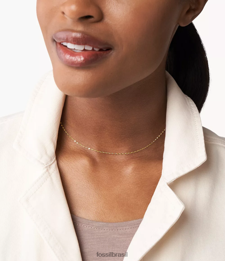 Fossil joia mulheres corra oh tão charmoso colar de corrente de aço inoxidável tom de ouro 66RZLJ933