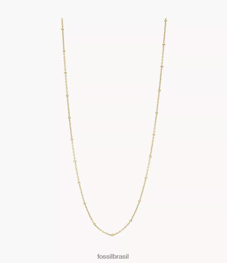 Fossil joia mulheres corra oh tão charmoso colar longo de corrente de aço inoxidável tom de ouro 66RZLJ1130