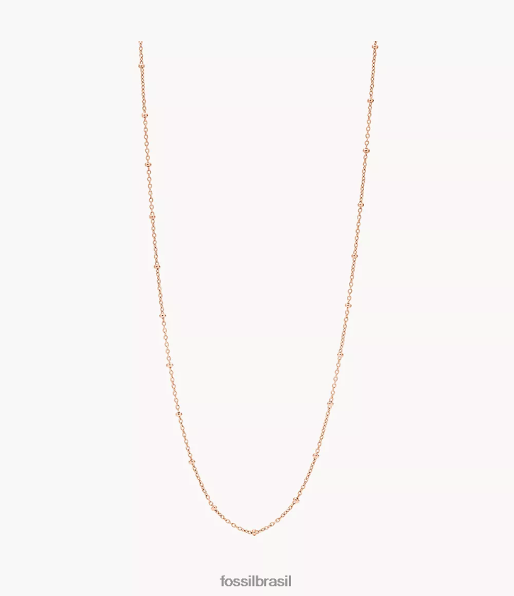 Fossil joia mulheres corra oh tão charmoso colar longo de corrente de aço inoxidável tom de ouro rosa 66RZLJ1201