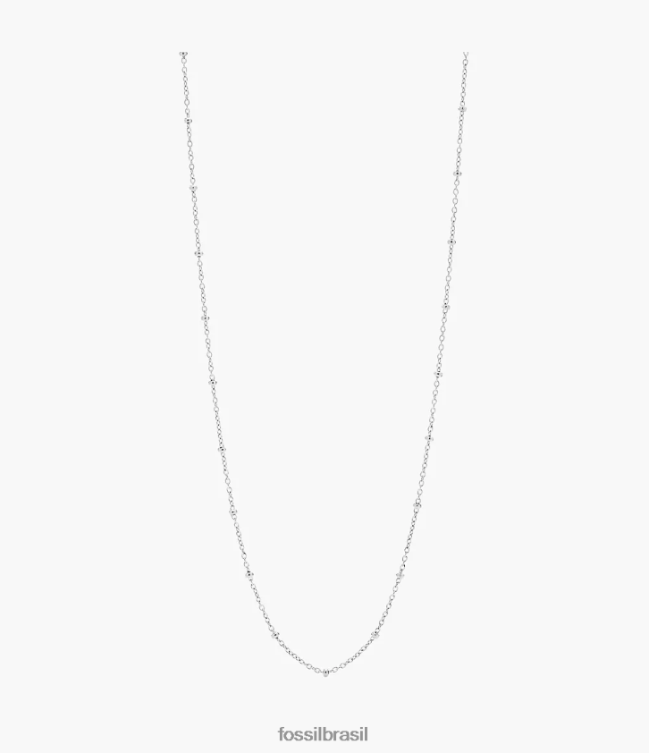 Fossil joia mulheres corra oh tão charmoso colar longo de corrente de aço inoxidável tom prata 66RZLJ1144