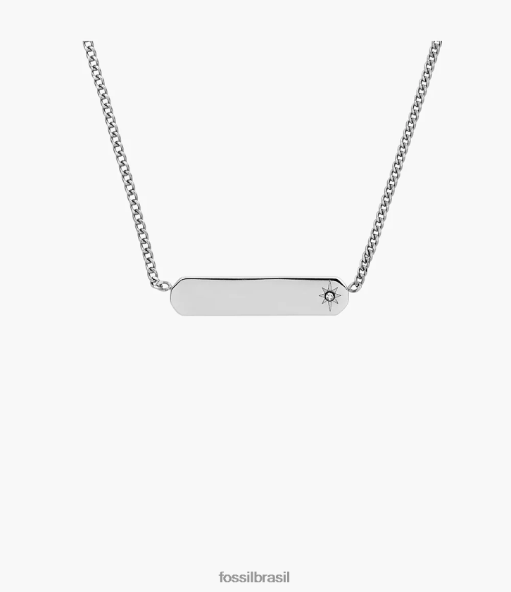 Fossil joia mulheres desenhou colar de corrente de barra de aço inoxidável tom prata 66RZLJ919