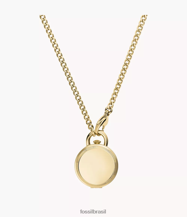 Fossil joia mulheres jacqueline medalhão de relógio de três ponteiros em aço inoxidável tom de ouro 66RZLJ898