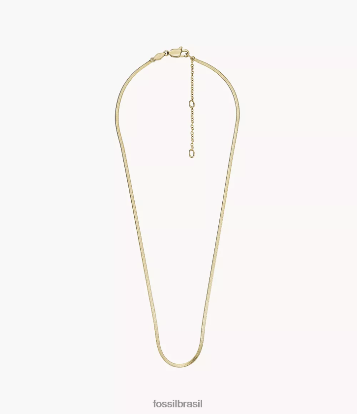 Fossil joia mulheres oh, tão charmoso colar de corrente de cobra de aço inoxidável tom de ouro 66RZLJ1140