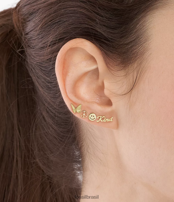 Fossil joia mulheres conjunto de brincos de aço inoxidável la la land tom de ouro 66RZLJ1047