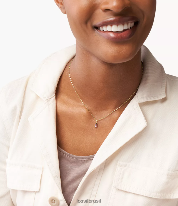 Fossil joia mulheres corra oh tão charmoso charme de pedra do mês de junho tom roxo 66RZLJ1185