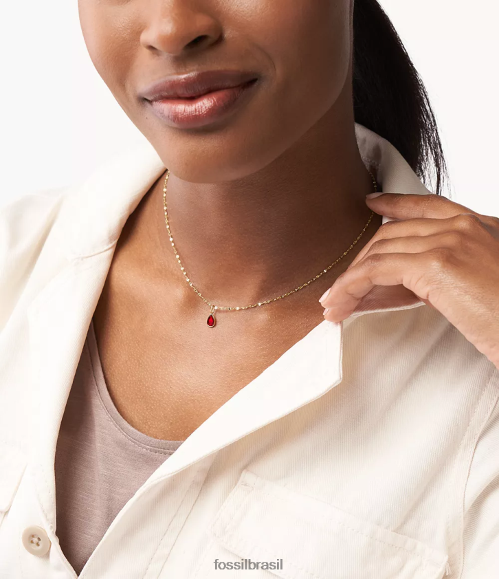 Fossil joia mulheres corra oh tão charmoso charme de pedra zodiacal de janeiro tom vermelho 66RZLJ1249