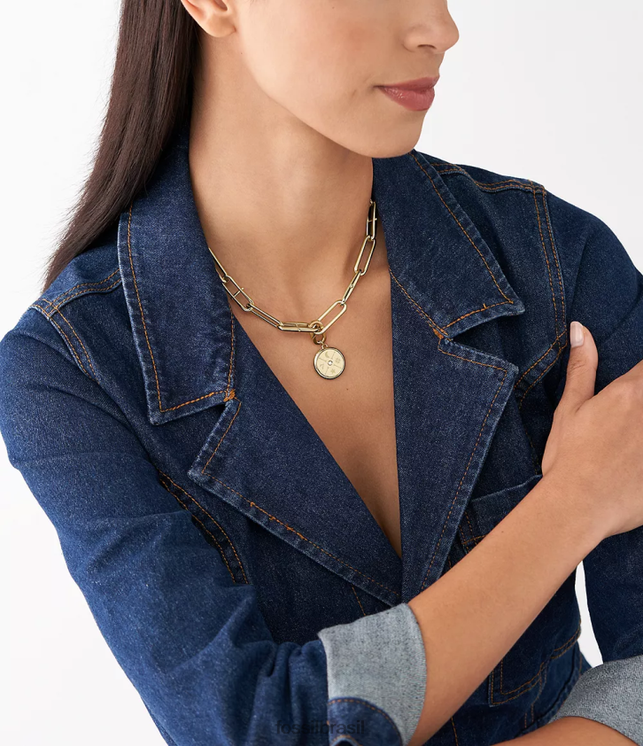 Fossil joia mulheres oh, tão charmoso charme de aço inoxidável tom de ouro 66RZLJ1176