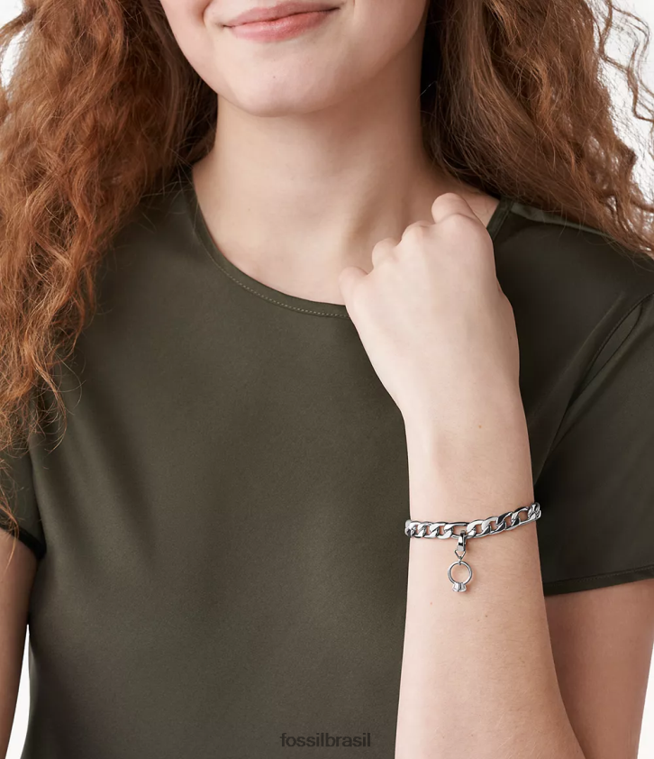 Fossil joia mulheres rowan oh tão encantador charme de aço inoxidável tom prata 66RZLJ1237