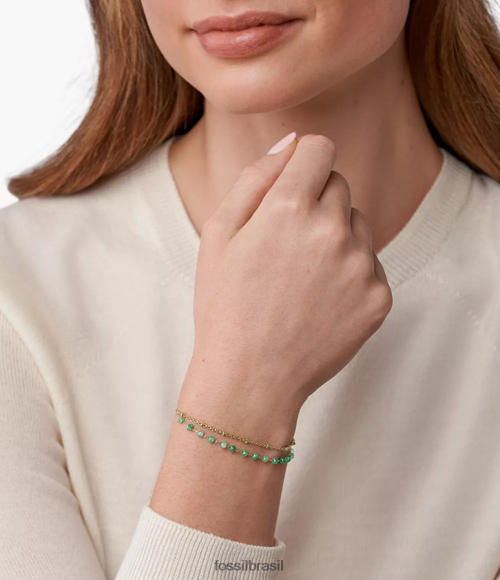 Fossil joia mulheres Pulseira de contas de jade Georgia Modern Meadows verde 66RZLJ977