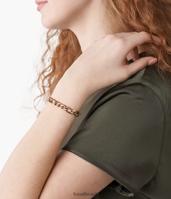 Fossil joia mulheres Rowan oh tão charmosa pulseira de corrente de aço inoxidável tom de ouro rosa 66RZLJ1234