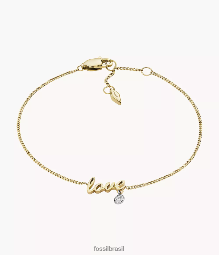 Fossil joia mulheres Sadie Love Notes pulseira de estação em aço inoxidável dois tons 66RZLJ1016