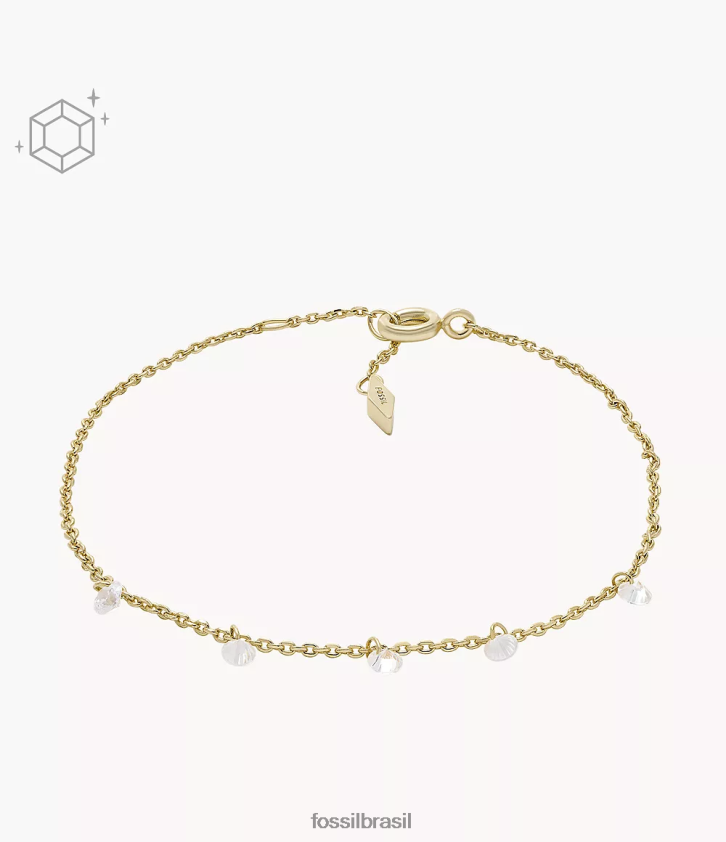Fossil joia mulheres Sadie Shine Bright Latão banhado a 14k e pulseira pendente de aço inoxidável ouro 66RZLJ996
