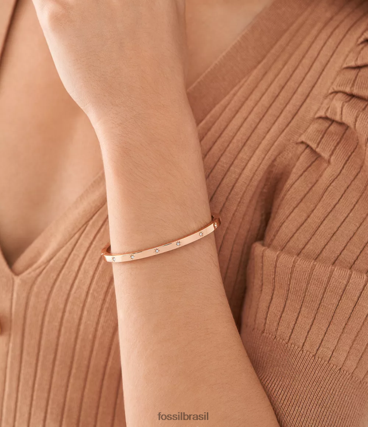 Fossil joia mulheres Sadie brilha pulseira de aço inoxidável brilhante tom de ouro rosa 66RZLJ991