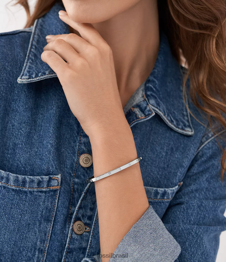 Fossil joia mulheres Sadie brilha pulseira de aço inoxidável brilhante tom prata 66RZLJ1030