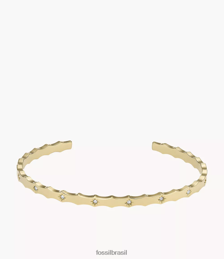 Fossil joia mulheres Sadie pulseira de aço inoxidável com borda recortada tom de ouro 66RZLJ989