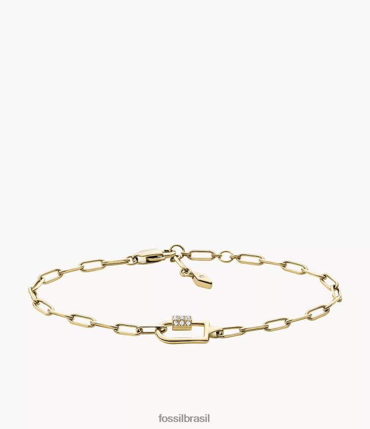 Fossil joia mulheres corra oh tão charmosa pulseira de corrente de aço inoxidável tom de ouro 66RZLJ1125
