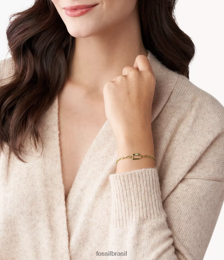 Fossil joia mulheres corra oh tão charmosa pulseira de corrente de aço inoxidável tom de ouro 66RZLJ1125