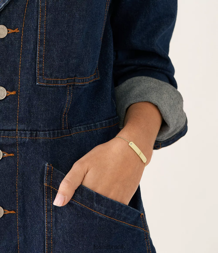 Fossil joia mulheres desenhou pulseira de corrente com barra de aço inoxidável tom de ouro 66RZLJ976