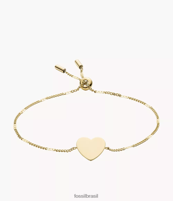 Fossil joia mulheres desenhou pulseira de corrente de aço inoxidável tom de ouro 66RZLJ1006