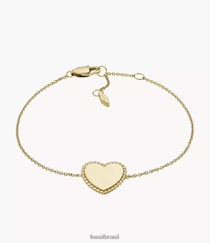 Fossil joia mulheres desenhou pulseira de estação de aço inoxidável tom de ouro 66RZLJ1012