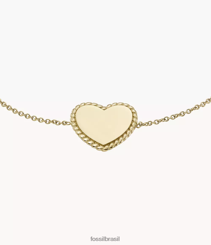 Fossil joia mulheres desenhou pulseira de estação de aço inoxidável tom de ouro 66RZLJ1012