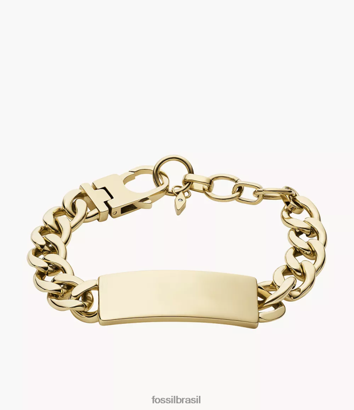 Fossil joia mulheres desenhou pulseira de identificação de aço inoxidável tom de ouro 66RZLJ964