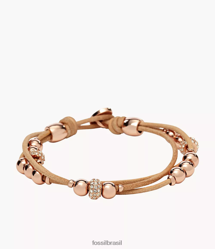 Fossil joia mulheres pulseira Sadie Rondelle bege/marrom/ouro rosa 66RZLJ965