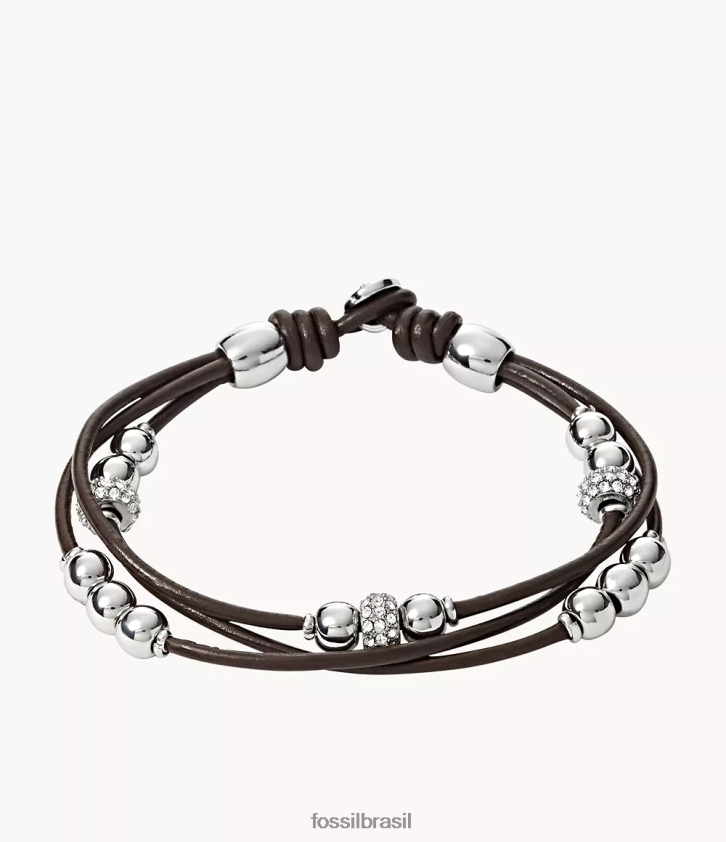 Fossil joia mulheres pulseira Sadie Rondelle marrom 66RZLJ972