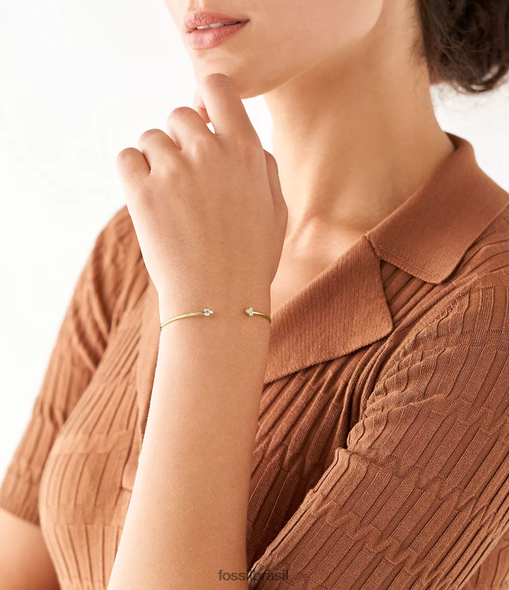 Fossil joia mulheres pulseira Sadie Trio Glitz em aço inoxidável tom de ouro 66RZLJ1019