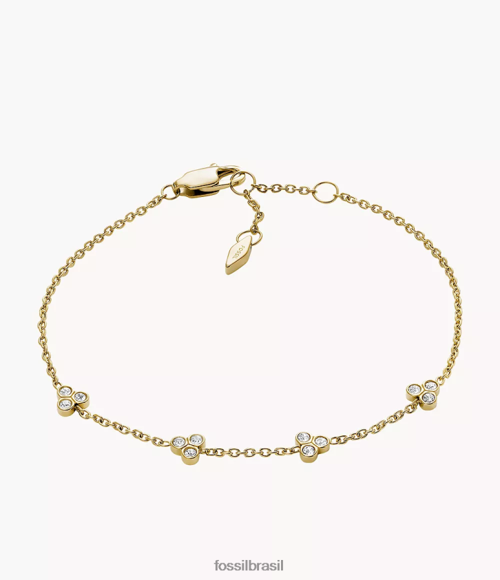 Fossil joia mulheres pulseira Sadie Trio Glitz em aço inoxidável tom de ouro 66RZLJ966