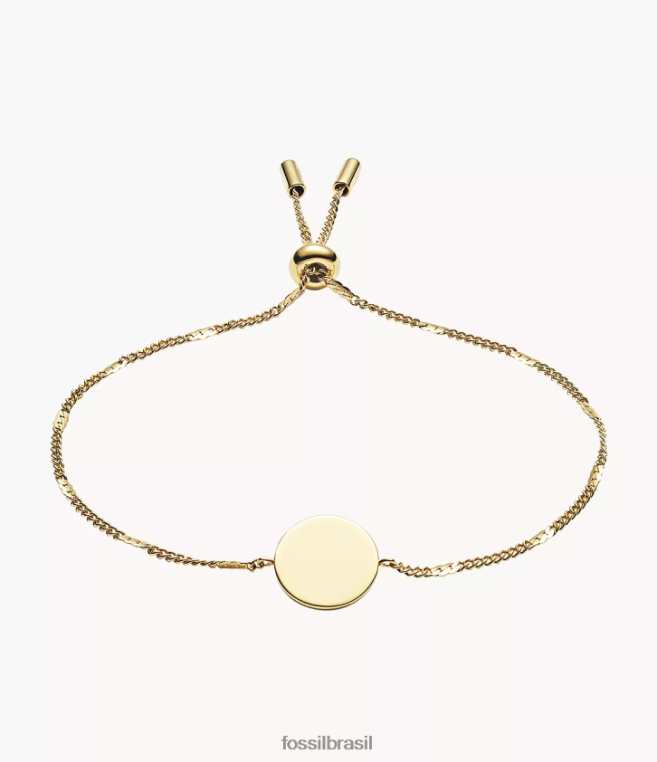 Fossil joia mulheres pulseira de aço inoxidável disco lane tom de ouro 66RZLJ1005