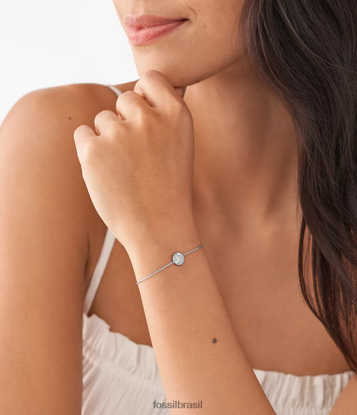 Fossil joia mulheres pulseira de corrente circular com textura esterlina prata 66RZLJ1028