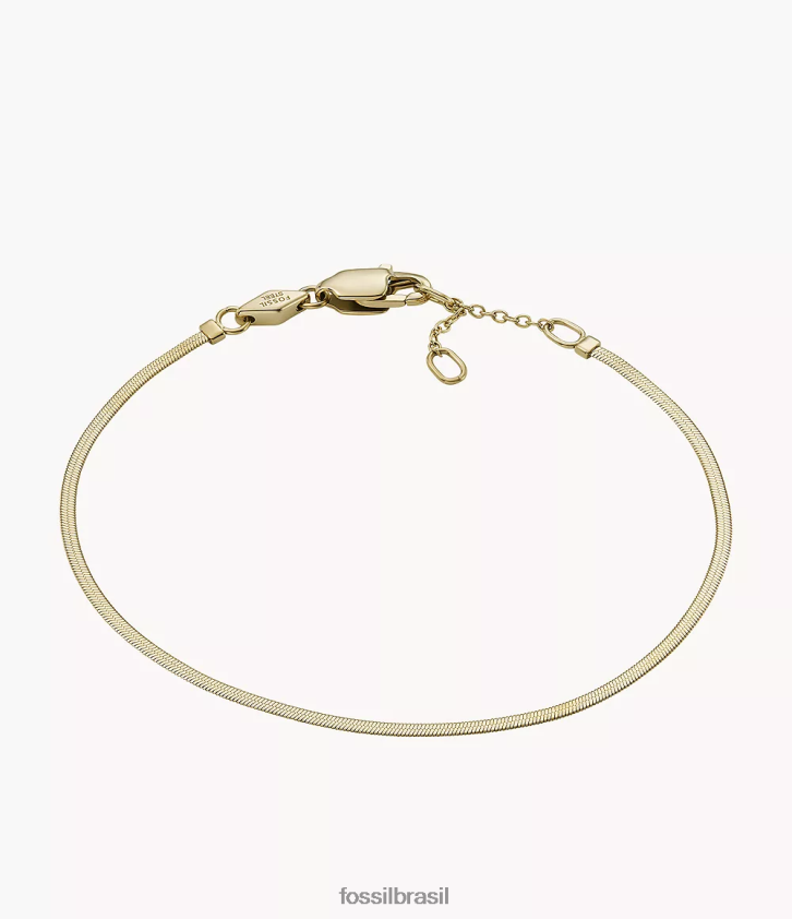 Fossil joia mulheres pulseira de corrente de aço inoxidável toda empilhada tom de ouro 66RZLJ978