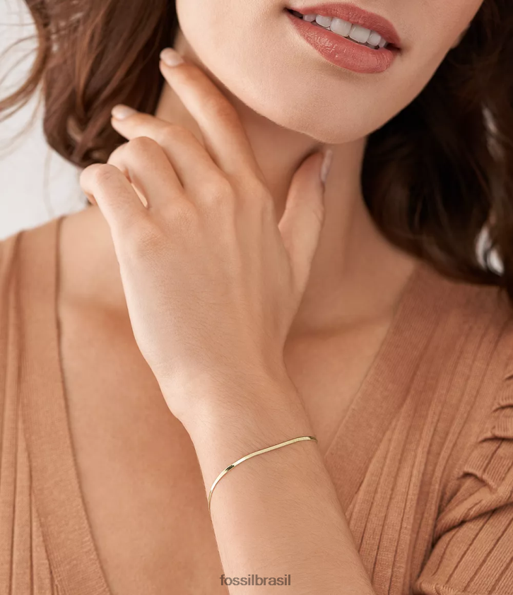 Fossil joia mulheres pulseira de corrente de aço inoxidável toda empilhada tom de ouro 66RZLJ978