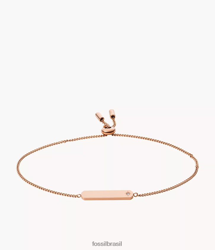 Fossil joia mulheres pulseira de corrente de barra de aço inoxidável lane tom de ouro rosa 66RZLJ970