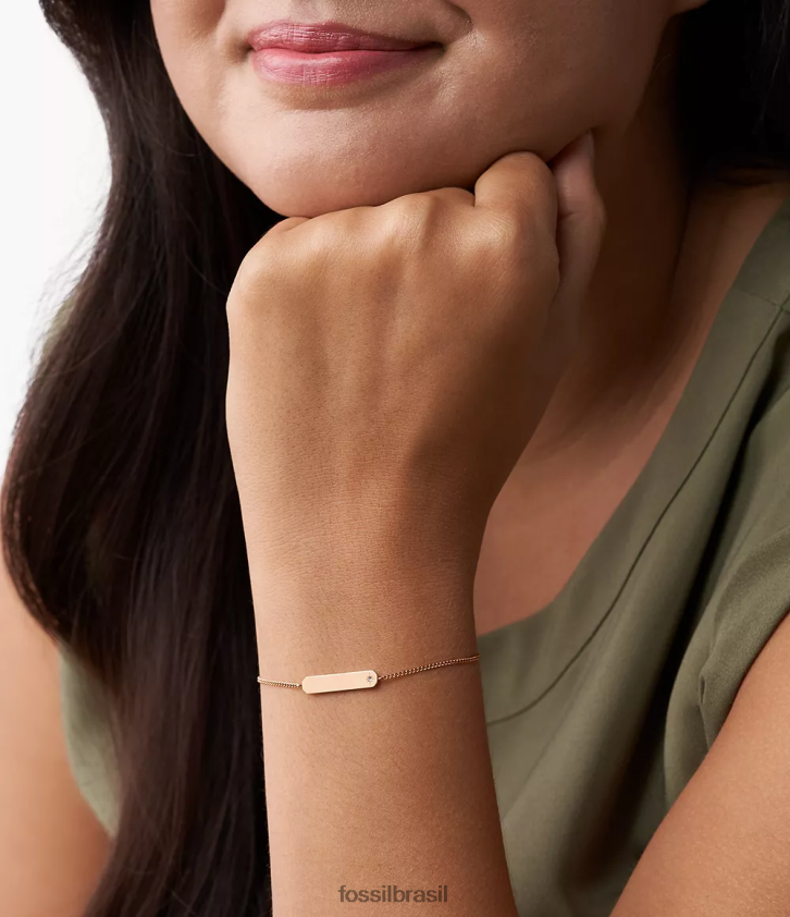 Fossil joia mulheres pulseira de corrente de barra de aço inoxidável lane tom de ouro rosa 66RZLJ970