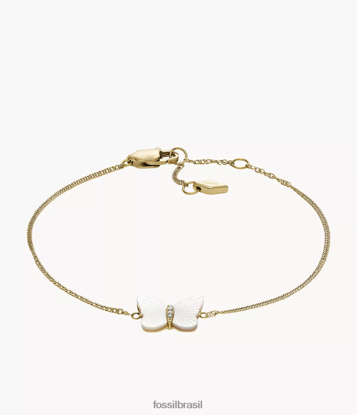 Fossil joia mulheres pulseira de corrente de borboleta com asas radiantes madrepérola branca 66RZLJ973